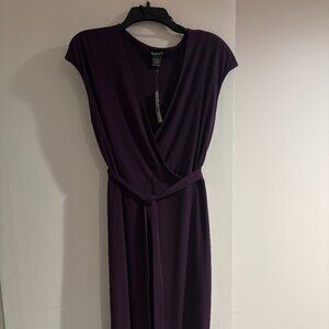Deep Purple dress with flirty hemline.